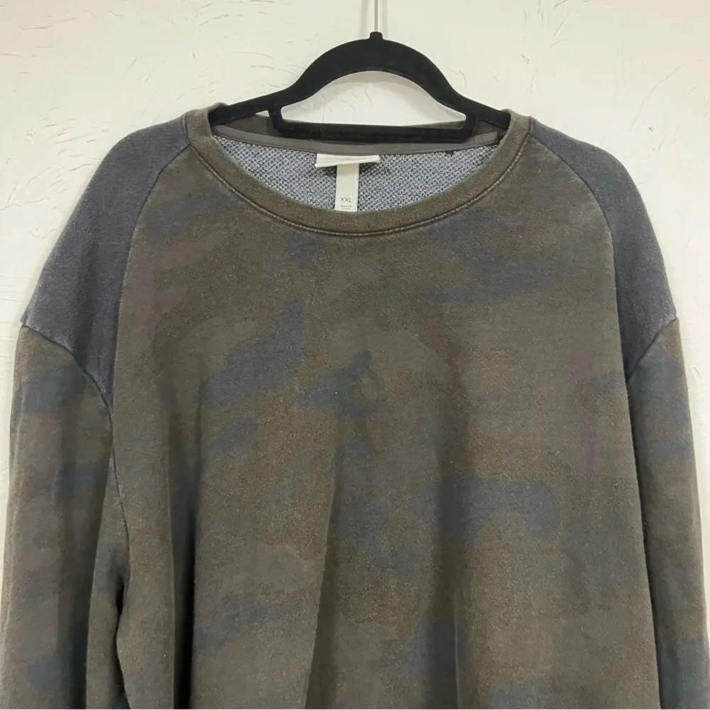 Philip Lim Target Brown & Green Camo Print Sweater Mens XXL Pullover Crew Neck